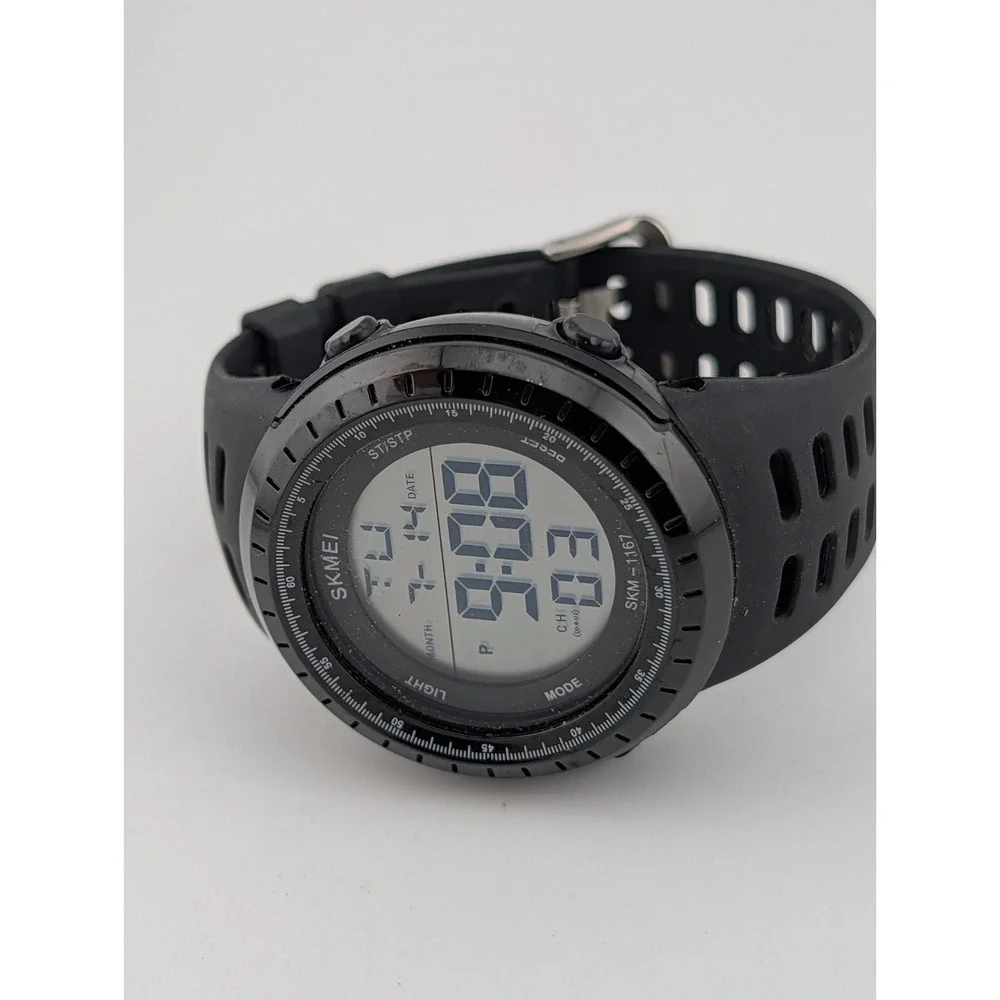Skmei 1167 Men's Digital Watch‎ Black Resin Strap 50mm Case- New Battery